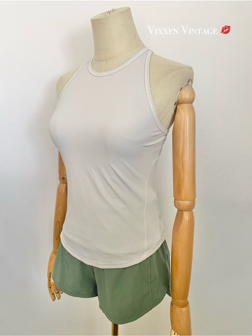 LULULEMON HIGH NECK SEAMLESS RIBBED RACERBACK TANK IN WHITE